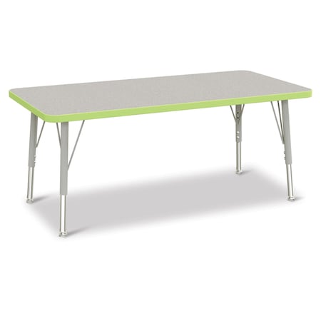 Jonti-Craft Berries Rectangle Activity Table, 24 in. x 48 in., E-height, Freckled Gray/Key Lime/Gray 6403JCE130